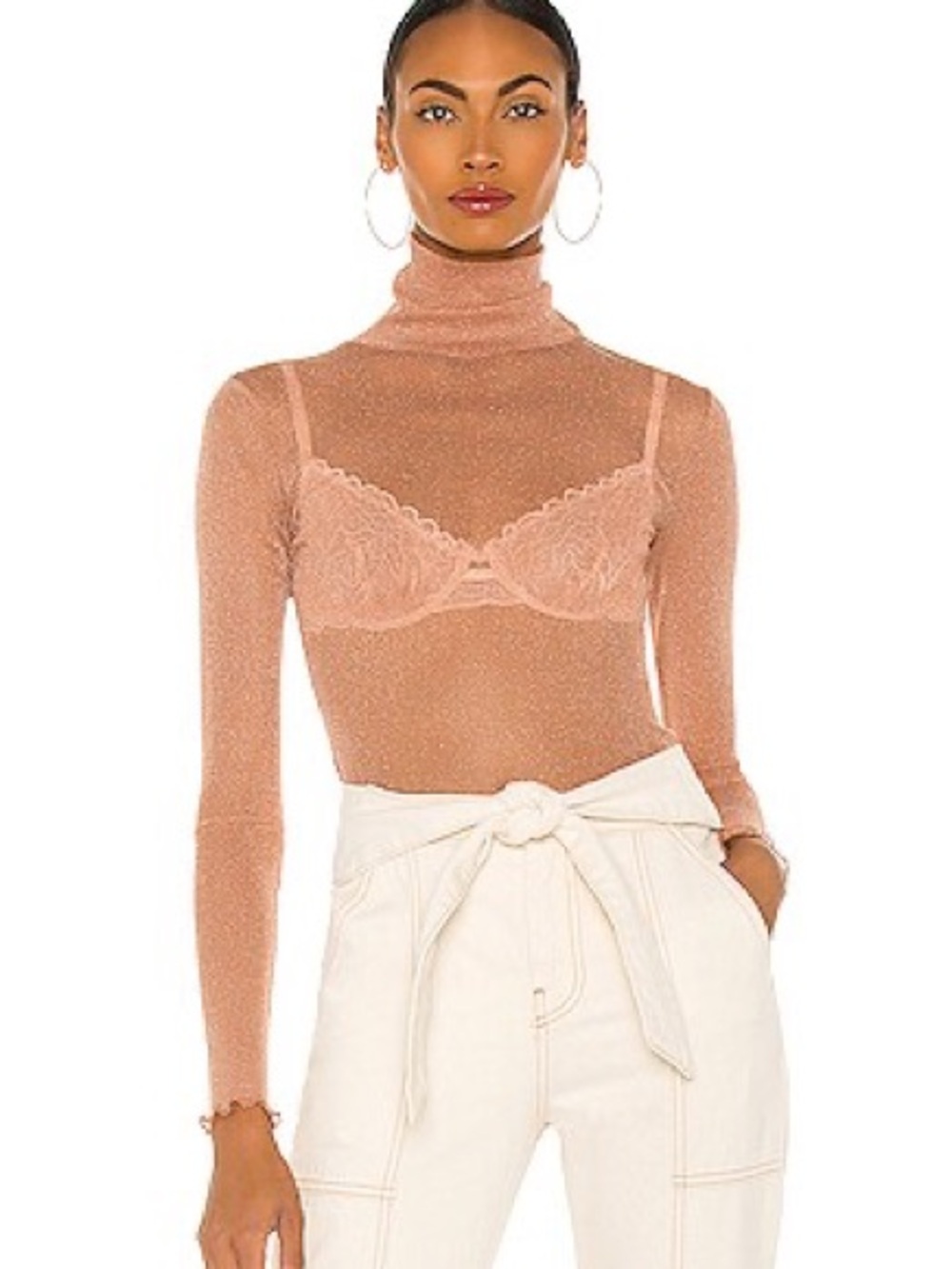 Jonathan Simkhai Charli Turtleneck Top in Dusk Small